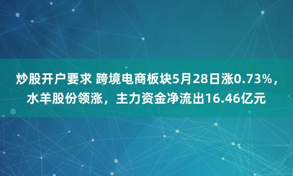 炒股开户要求 跨境电商板块5月28日涨0.73%，水羊股份领涨，主力资金净流出16.46亿元